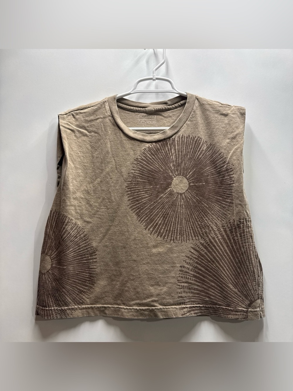 Nothing Obvious Women’s Tan and Brown Sleeveless Tank T-Shirt